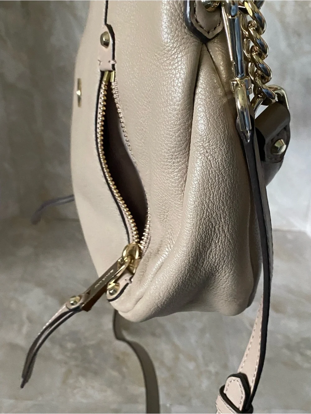 Michael Kors Taupe Crossbody Purse Gold Hardware